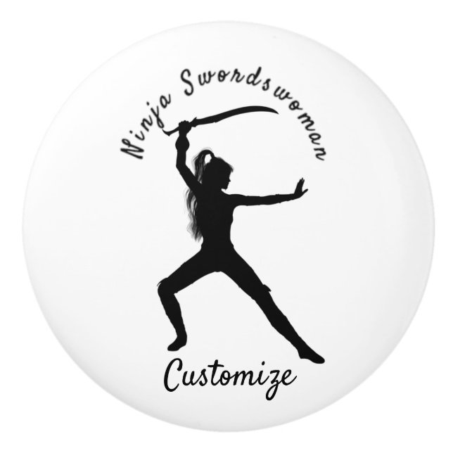 Ninja Swordswoman Silhouette Thunder_Cove Keramikknauf (Vorderseite)