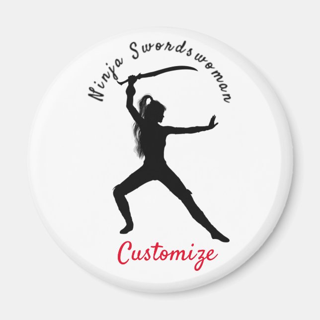 Ninja Swordswoman Silhouette Thunder_Cove Magnet (Vorne)