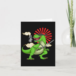 Ninja T-Rex Lustiger Japanischer Stil Kunst Aufkle Karte