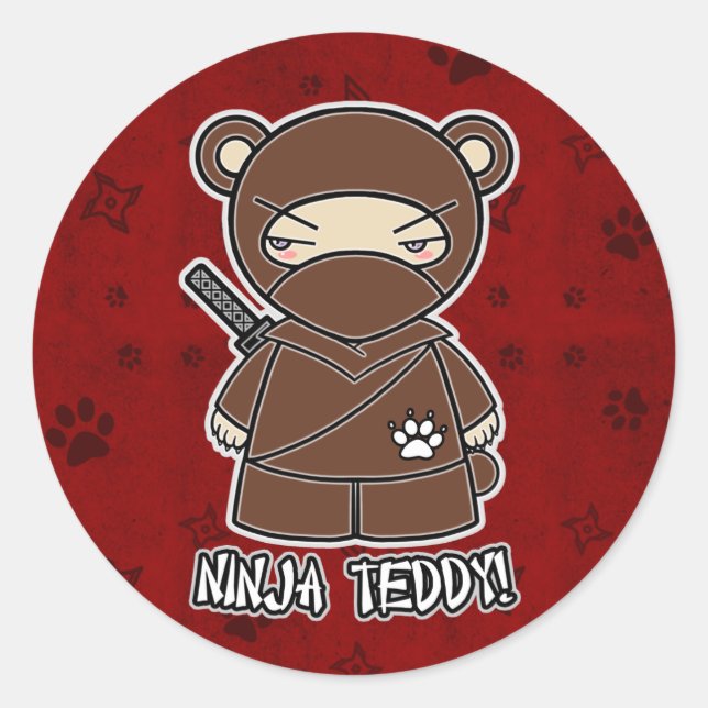Ninja Teddy ! En Sticker rouge (Devant)