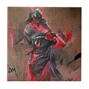 Ninja Todesgrafik abstrakte Kunst Fliese