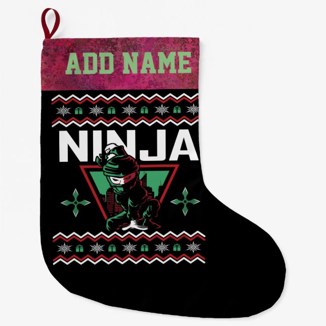 Ninja Ugly Christmas Sweater Großer Weihnachtsstrumpf (Vorderseite)