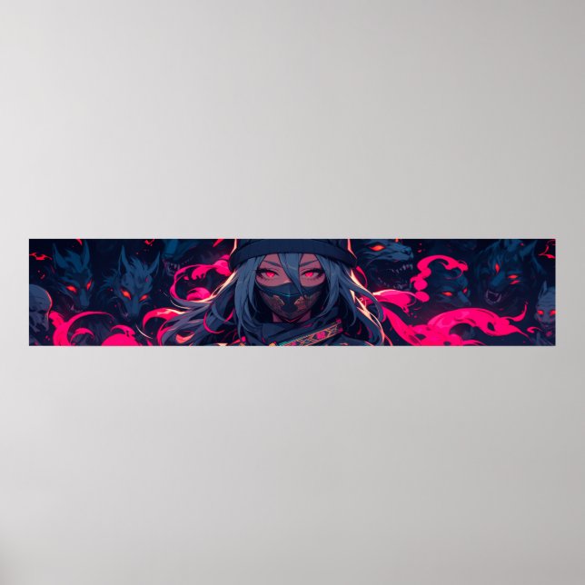 Ninja und ihre Wölfe animalische Kunst Poster (Vorne)