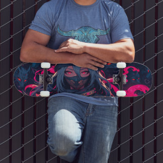 Ninja und ihre Wölfe animalische Kunst Skateboard