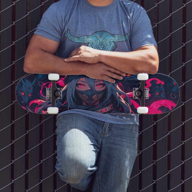 Ninja und ihre Wölfe animalische Kunst Skateboard (Außenbereich 3)