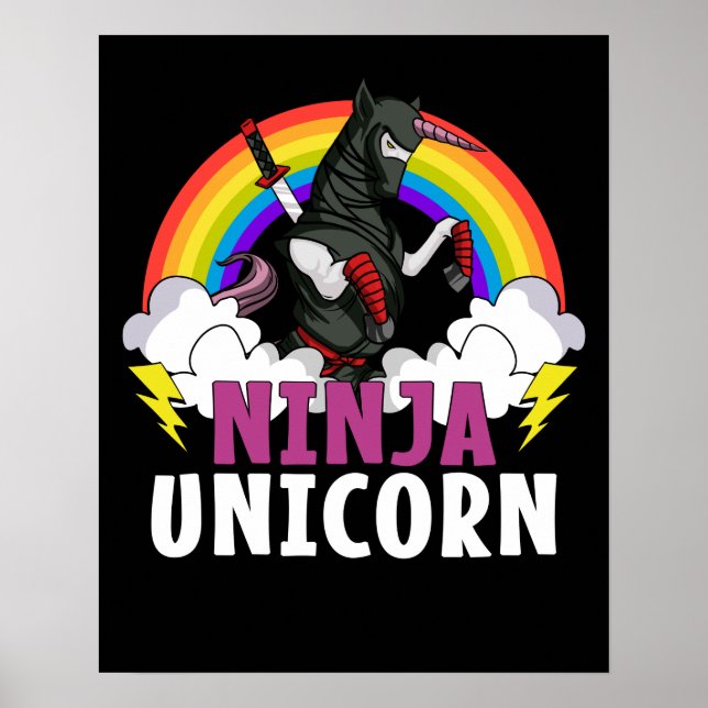 Ninja Unicorn Samurai Magical Rainbow Martial Arts Poster (Vorne)