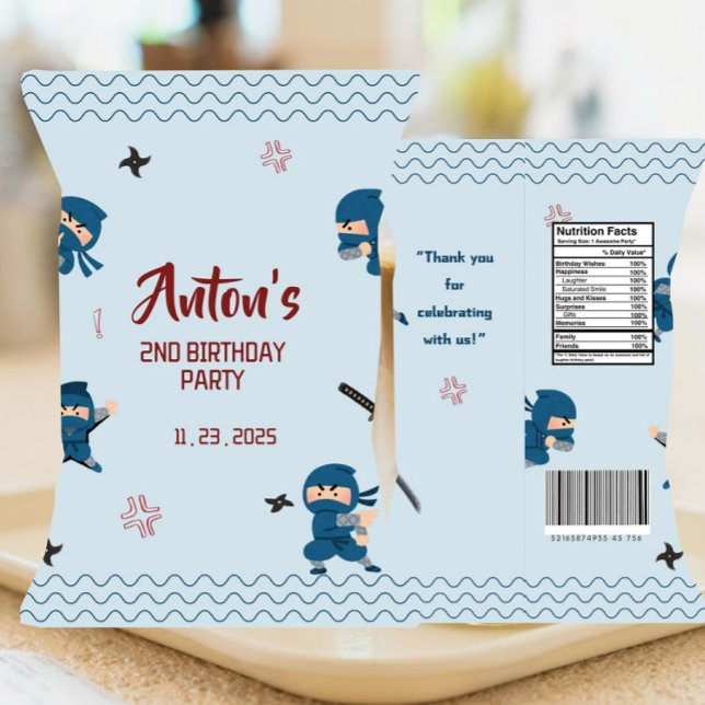 Ninja Warrior Birthday Favor Chip Bag Wrapper Flyer (Von Creator hochgeladen)