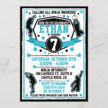 Ninja Warrior Boy Geburtstagsparty Black & Aquamar