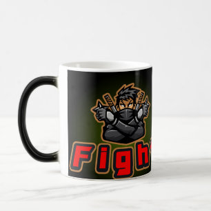 Ninja Warrior Fight Maskottchen Gaming Logo Verwandlungstasse