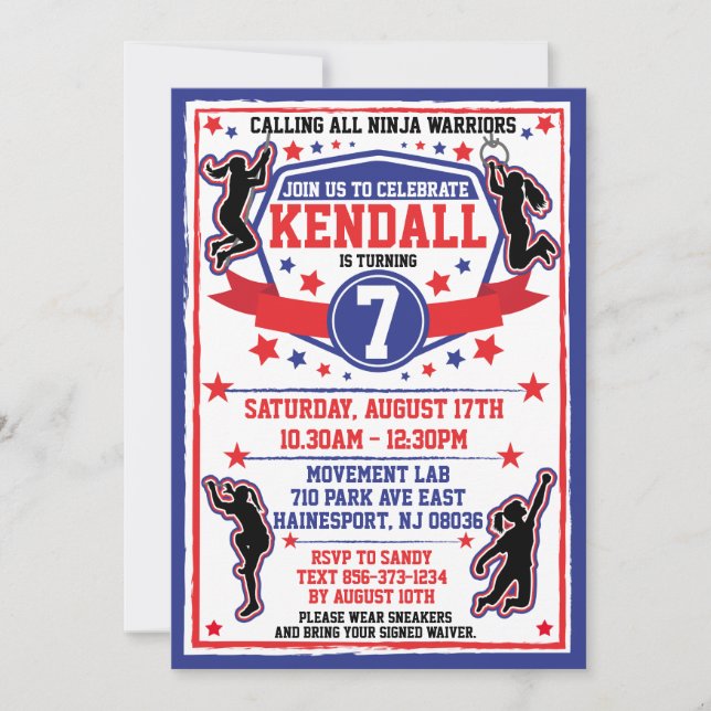 Ninja Warrior Girls Birthday Party Einladung (Vorderseite)