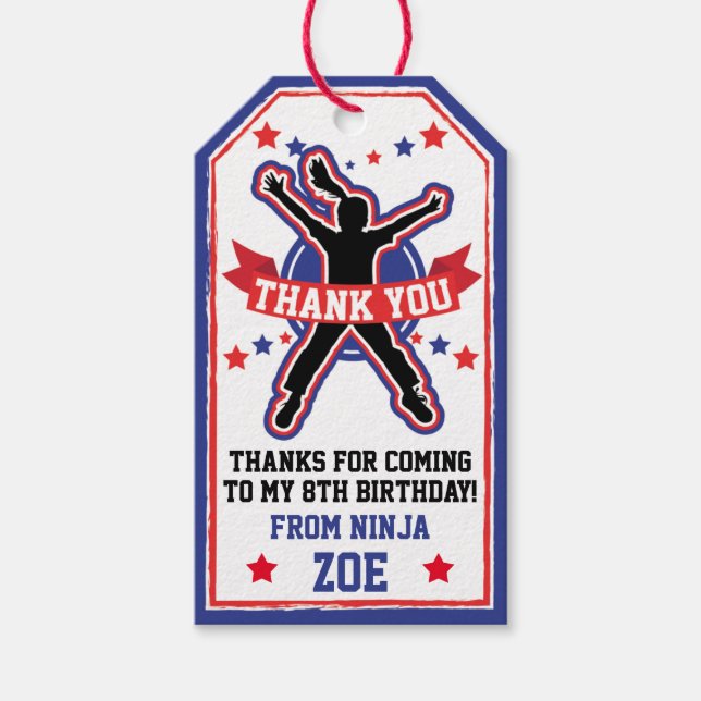 Ninja Warrior Girls Birthday Party Geschenkanhänger (Vorderseite)