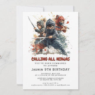 Ninja Warrior Kindergeburtstag Party Einladung