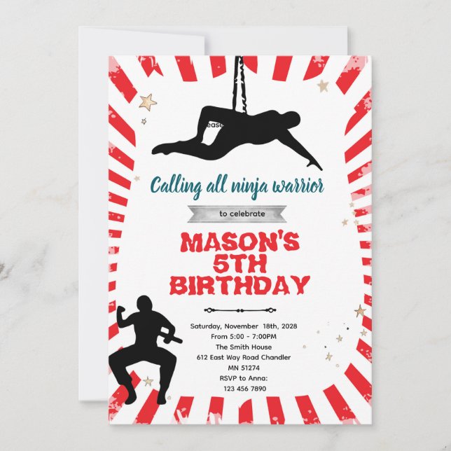 Ninja warrior party Invitation (Devant)