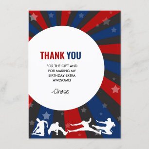 Ninja Warrior Theme Anniversaire Carte de remercie