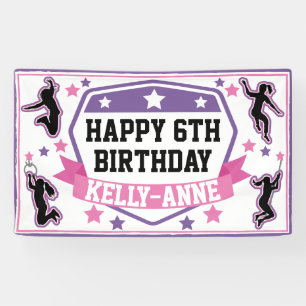 Ninja Warriors Birthday Party Pink Lila Banner