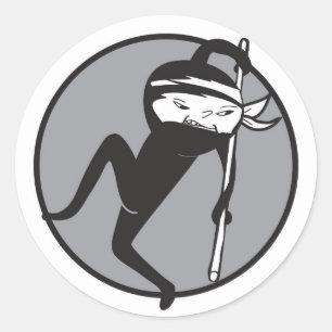 Ninja weiße Gurt-Aufkleber Runder Aufkleber