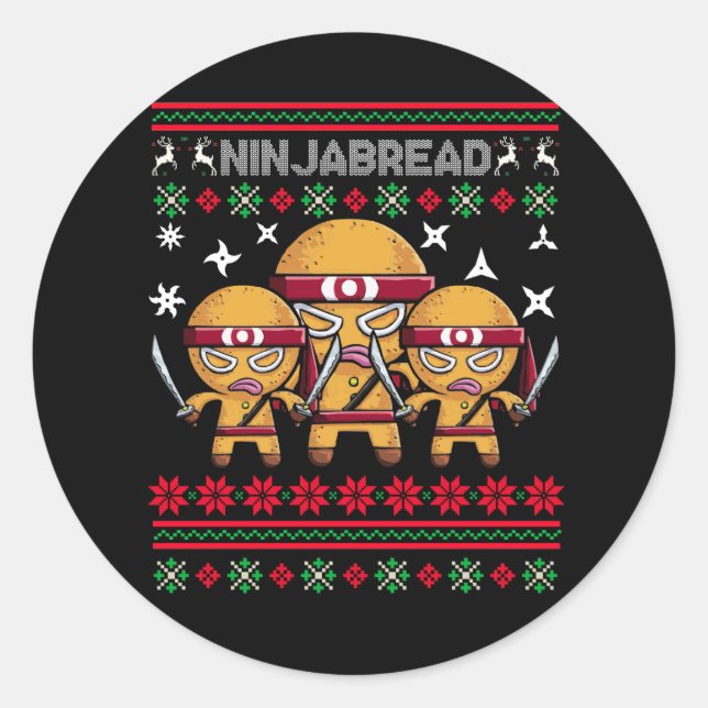 Ninjabread Cookie Gingerbread Man Ninja Weihnachte Runder Aufkleber (Vorderseite)