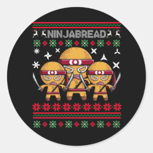 Ninjabread Cookie Gingerbread Man Ninja Weihnachte Runder Aufkleber