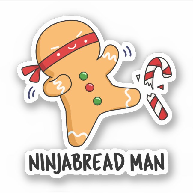 Ninjabread Man Funny Gingerbread Pun Aufkleber (Vorderseite)