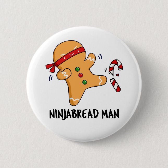 Ninjabread Man Funny Gingerbread Pun Button (Vorderseite)