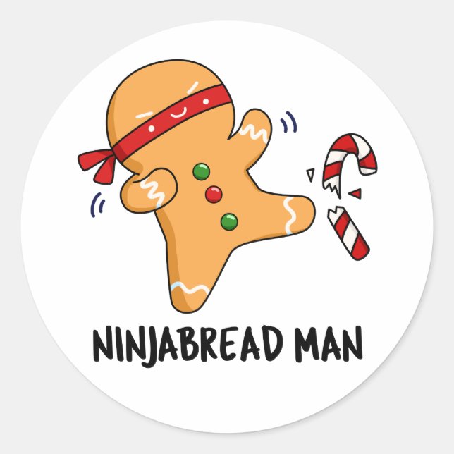Ninjabread Man Funny Gingerbread Pun Runder Aufkleber (Vorderseite)