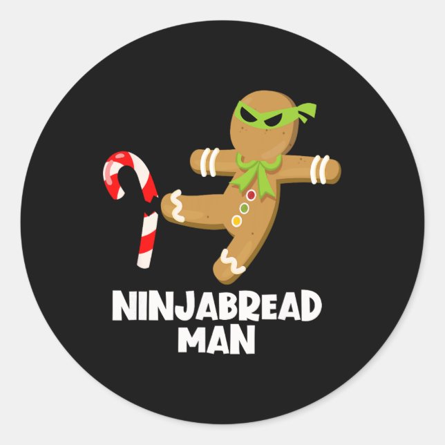 Ninjabread Mann Spaß Ginja Kicken Bonbons Stock Ha Runder Aufkleber (Vorderseite)