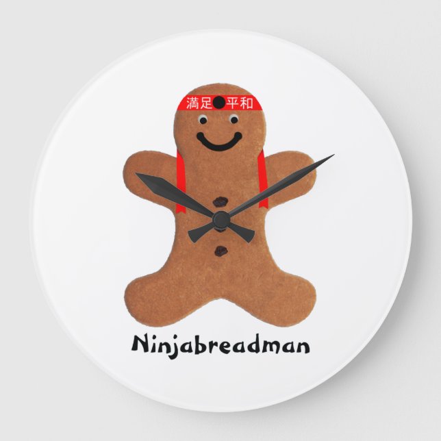 Ninjabreadman biscuit (cookie)Acrylmauer Große Wanduhr (Vorderseite)