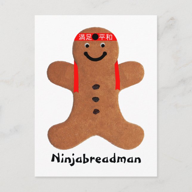Ninjabreadman biscuit (Cookie) Postkarte (Vorderseite)
