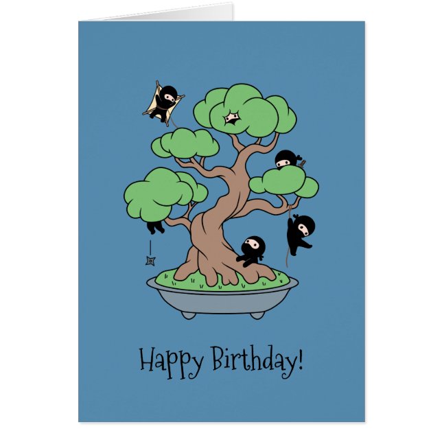 Ninjas d'anniversaire humoristique sur la carte bl (Devant)