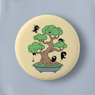 Ninjas in Bonsai Tree on Yellow Button