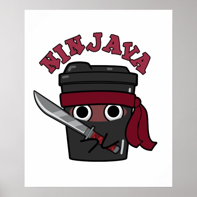 Ninjava Funny Ninja Java Kaffee Pub Poster (Vorne)