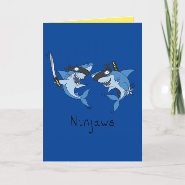 Ninjaws Ninja Sharks Carte de voeux amusante (Devant)