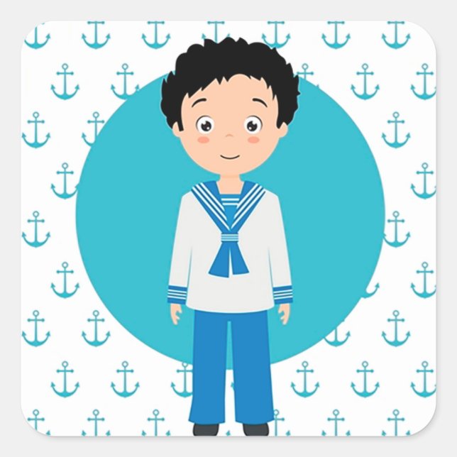 Niño marinero de Primera Comunión Quadratischer Aufkleber (Vorderseite)