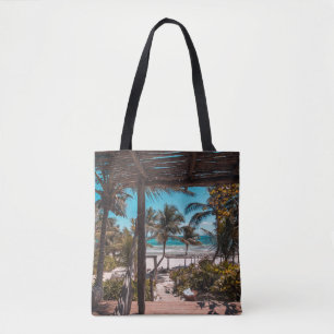 Nipphütte unter Kokospalmen Tasche
