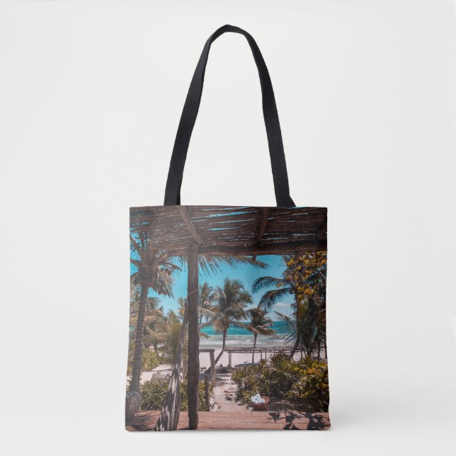 Nipphütte unter Kokospalmen Tasche (Vorderseite)