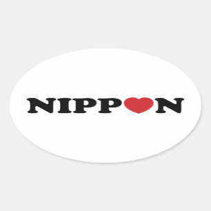 Nippon Liebe Heart Ovaler Aufkleber