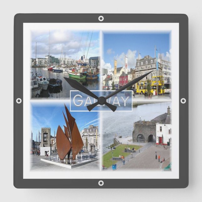 NIR004 GALWAY, Irland, Quadratische Wanduhr (Vorderseite)