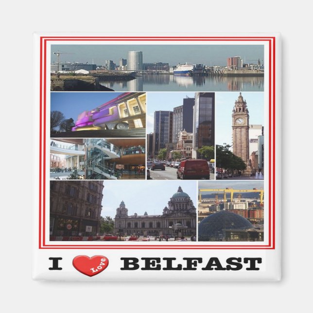 NIR016 BELFAST "I LIEBE", Nordirland, Kühlschrank Magnet (Vorne)