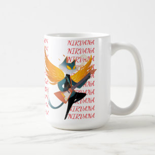 Nirvana-Katze mit Gitarre & Flügeln – Keramik-Tass Kaffeetasse