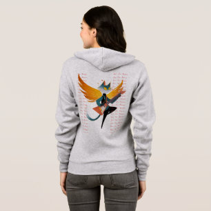 Nirvana-Katze mit Gitarre und Flügeln – Damen-Reiß Hoodie