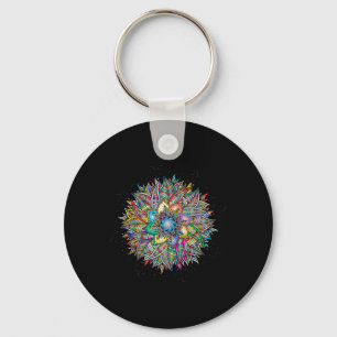 Nirvana-Mandala-Geometrie Heilige Fraktal-Kunst Yo Schlüsselanhänger