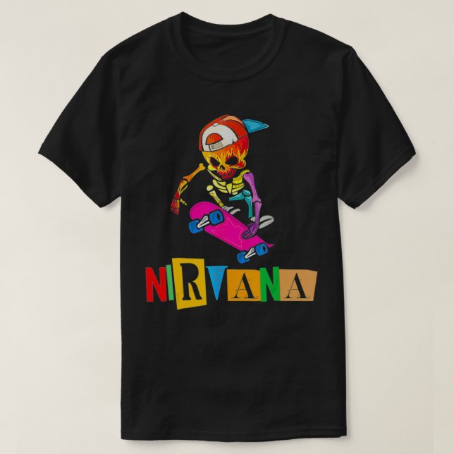 Nirvanas Skateboard Skelton  T-Shirt (Design vorne)