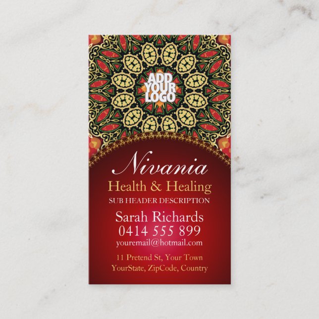 Nirvania Health & Healing New Age Business Card Visitenkarte (Vorderseite)