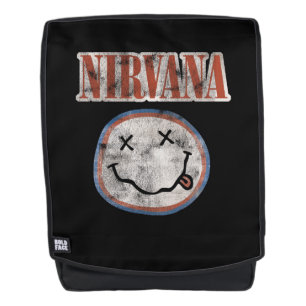 Nirwana-roter weißer u. blauer Smiley-Rucksack Rucksack
