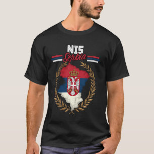 Niš Serbien Reise serbische Flagge Karte Srbija T-Shirt