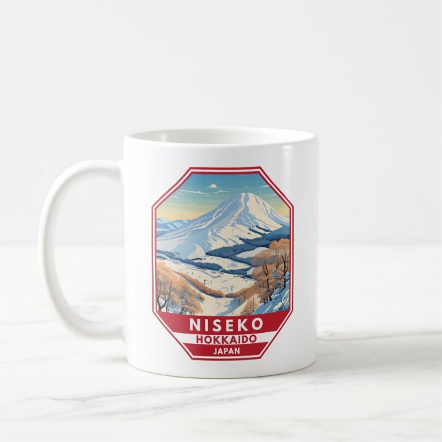 Niseko Hokkaido Japan Winter Travel Art Vintag Kaffeetasse (Links)