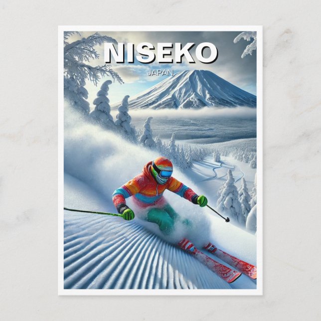 Niseko Japan Hokkaido Skier Skifahren Postkarte (Vorderseite)