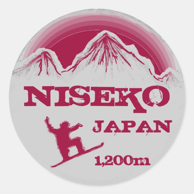 Niseko Japan rosa Snowboard Art Souvenir Aufkleber (Vorderseite)