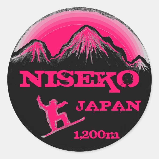 Niseko Japan rosa Snowboard Art Souvenir Aufkleber (Vorderseite)