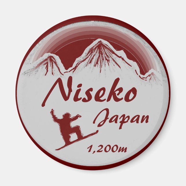 Niseko Japan roter Snowboard Kunst Andenken Magnet (Vorne)